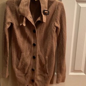 J. CREW Wool & Pima Cotton Blend Clipper Cardigan Coat in Tan S
